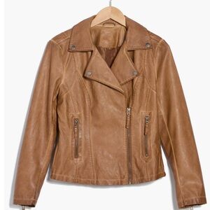 Max Studio Women's Tan Faux Leather Moto Jacket